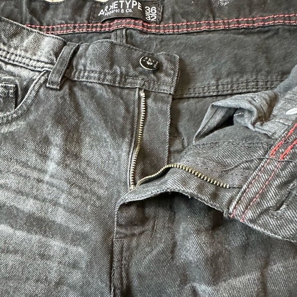 🔥men ARKETYPE 100% Cotton black distressed jeans size 36x32 Excellent condition. - Picture 4 of 9